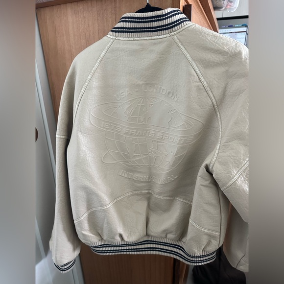 Iets frans varsity bomber jacket cream faux leather - Picture 9 of 9